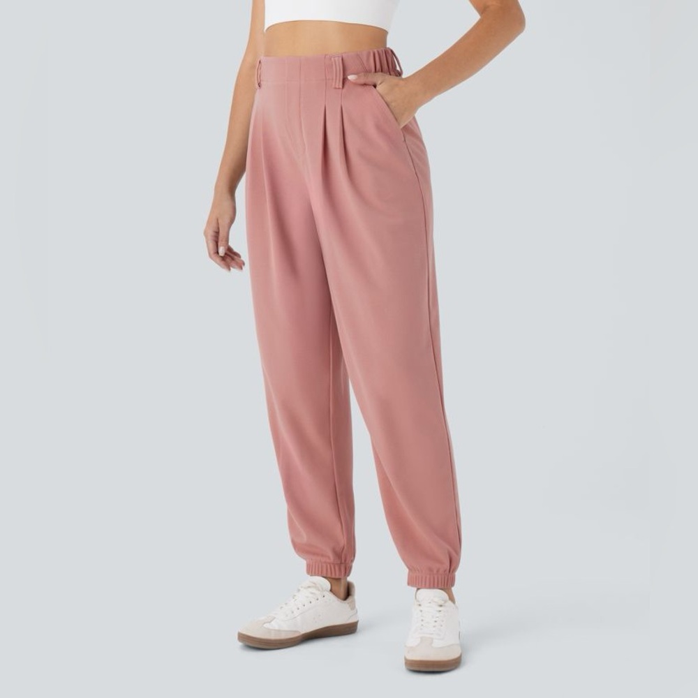 Women's High Waisted Tapered Waffle Casual Joggers - NEW - Picture 3 of 4